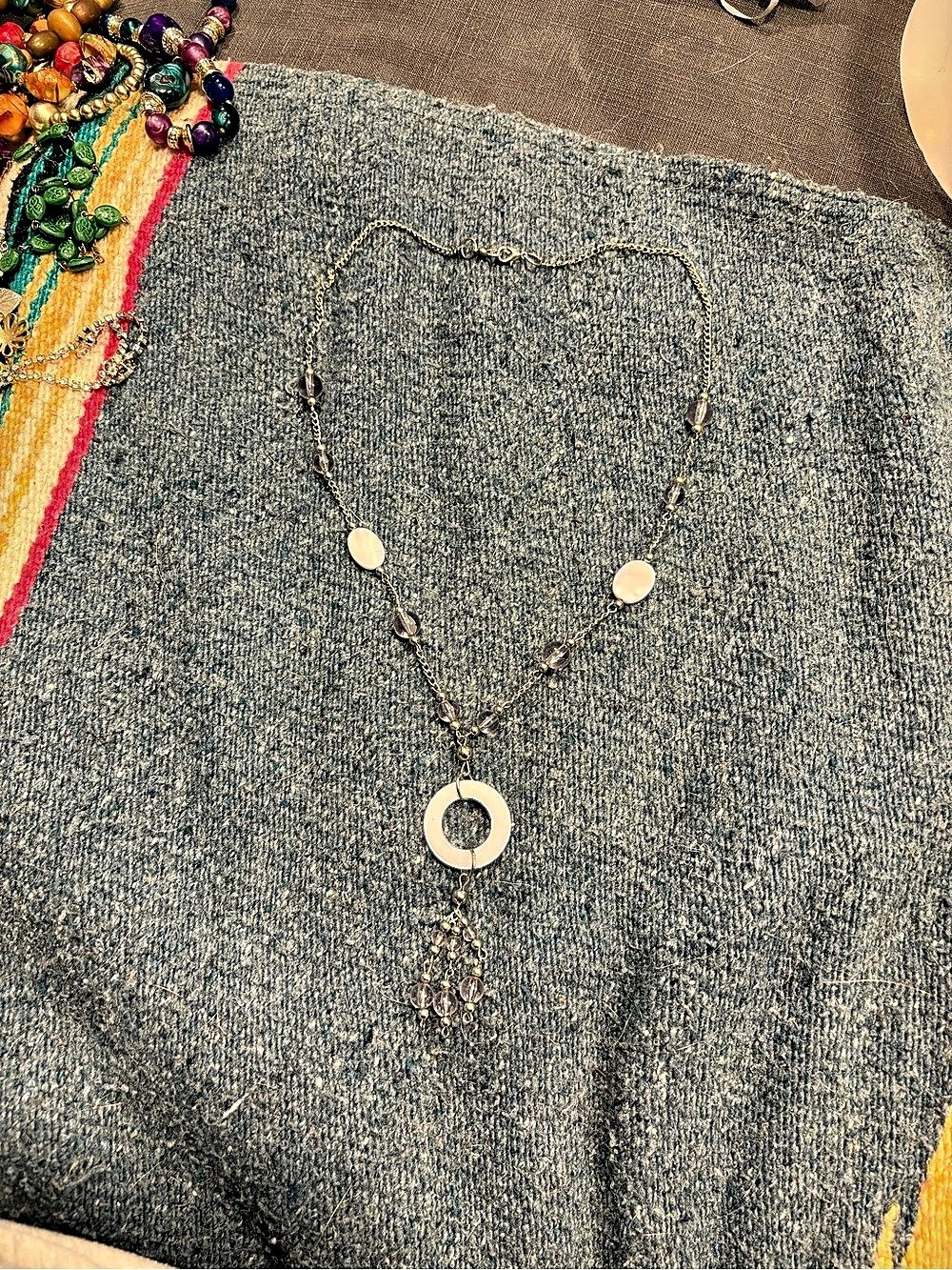 Pendant Necklace in Gold & Pink Like New